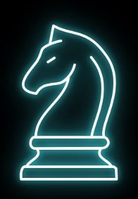 Outline drawing of a left-facing chess knight