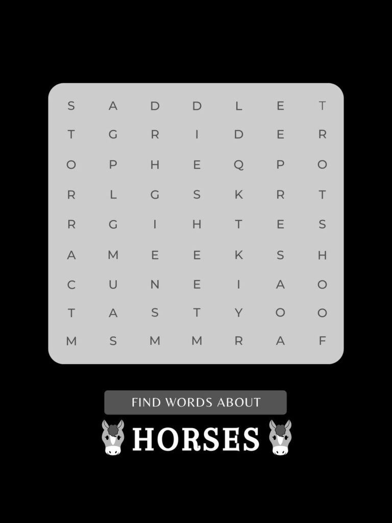 Find words about horses (word search)
